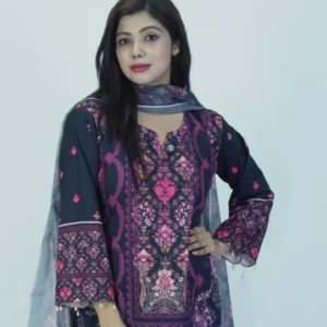 চায়না চেরি মাইক্রো স্টিচ পাকিস্তানি স্টাইল থ্রি-পিস