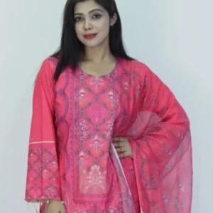 চায়না চেরি মাইক্রো স্টিচ পাকিস্তানি স্টাইল থ্রি-পিস - Sweet